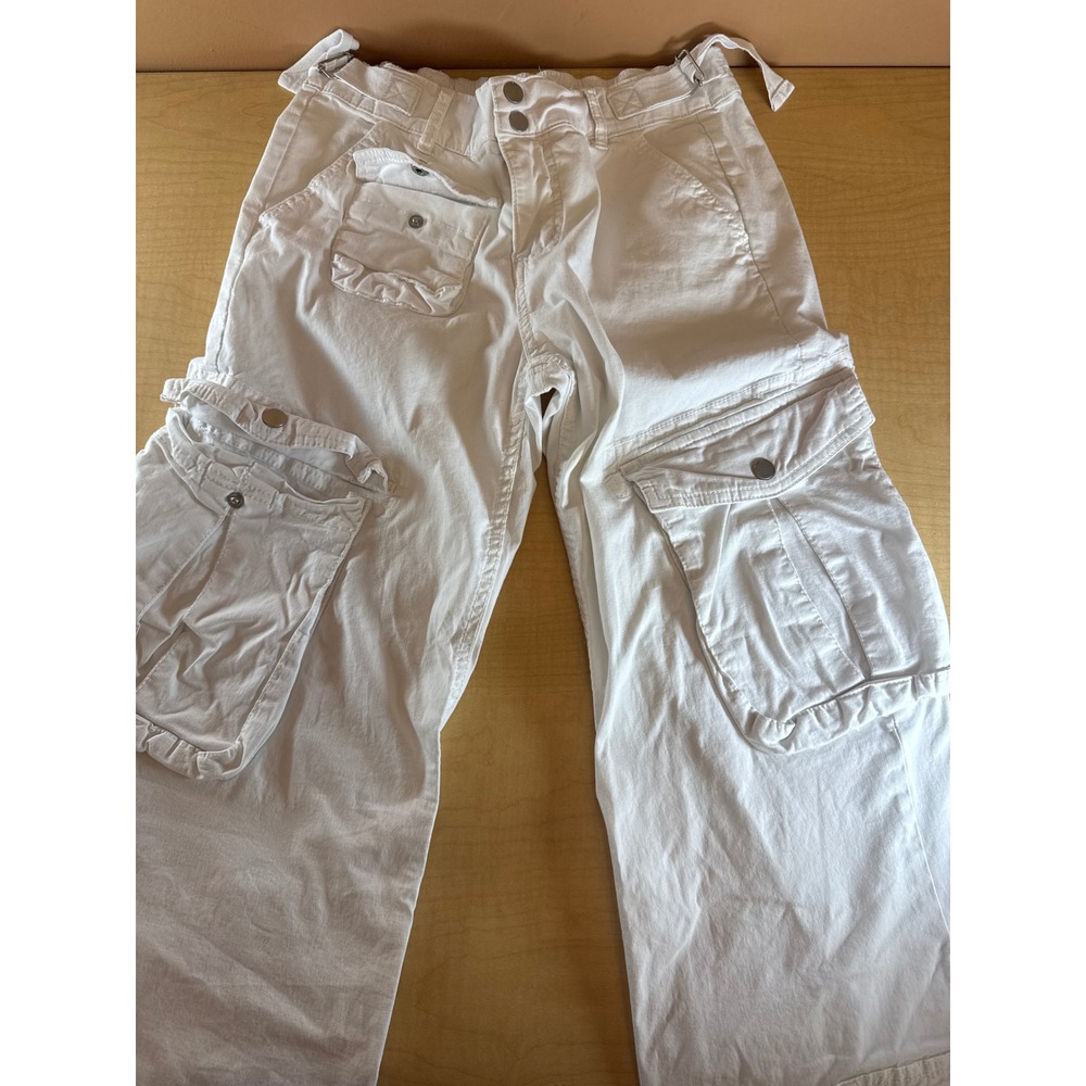 Garage White Wide Leg Cargo Pants Utility Streetwear Womens XS
